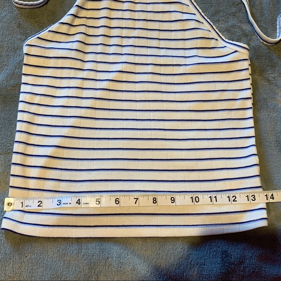 American Eagle white halter top with blue stripes size Medium - Picture 5 of 6